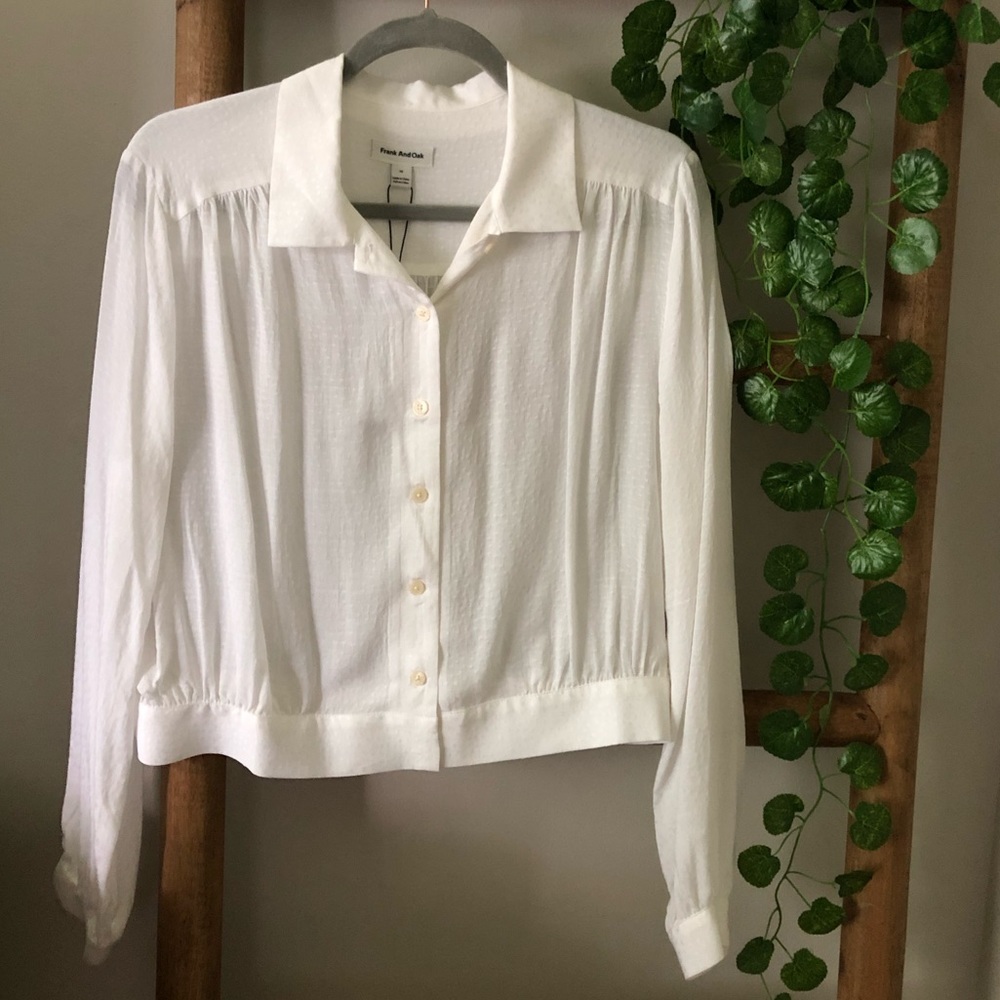Frank & Oak White Cropped Button Down